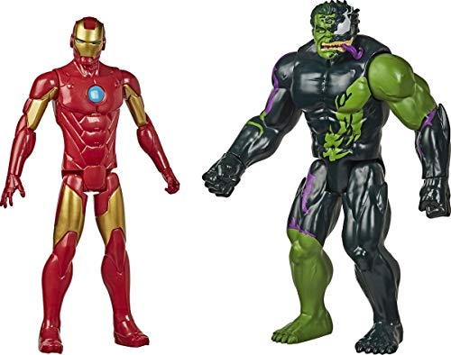 Marvel Titan Hero 12-inch Spider-Man Maximum Venom Series 2-Pack Iron Man vs Venomized Hulk