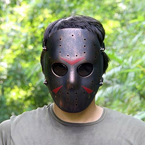 Máscara de Jason de Haoyk CS Games, máscara de malla, metal y cobre con protección completa de la cara, para Halloween, fiestas de disfraces, cobre
