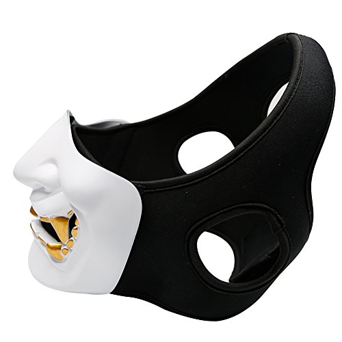 Máscara de media cara de terror Diablo Sonrisa del campo de batalla Guardián Prajna Máscara para fiesta Halloween Cosplay