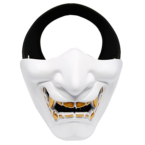 Máscara de media cara de terror Diablo Sonrisa del campo de batalla Guardián Prajna Máscara para fiesta Halloween Cosplay