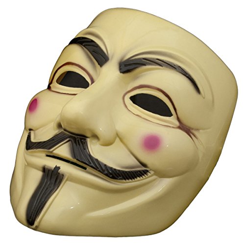 Máscara V de Vendetta - Máscara de Guy - Color beige, para Halloween, carnaval, Anonymous