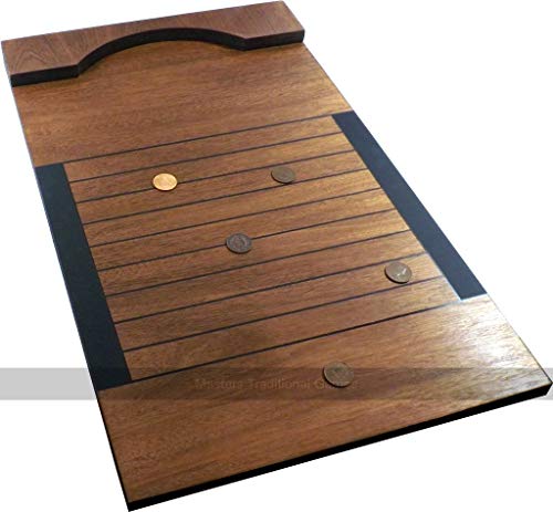 Masters Classic Shove Ha'penny Board - 61cm Wooden Shove Halfpenny Game with Real Halfpenny Coins - Made in UK