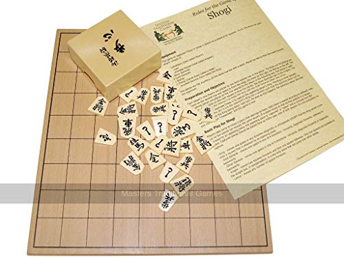 Masters Traditional Games Tablero de Madera de Shogi con Piezas de Plástico