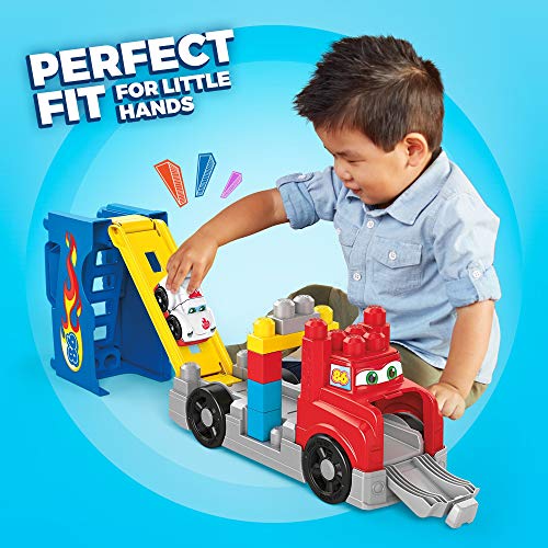 Mega Bloks Camión de carreras y construcción, juguete construcción bebé +1 año (Mattel FVJ01)