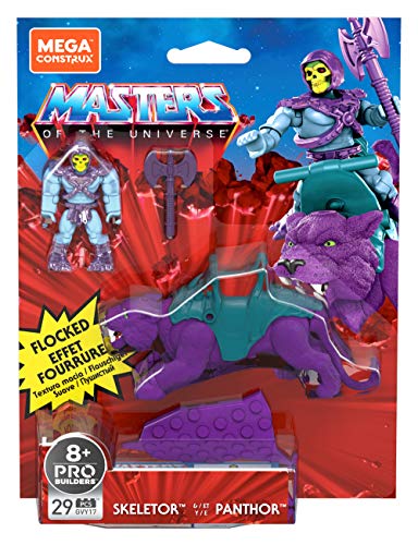 Mega Construx Másters del Universo Figuras articuladas de Skeletor y Panthor, bloques de construcción de juguete para niños (Mattel GVY17)
