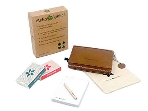 Melia Games Playing Cards Set Deluxe - Estuches para Barajas de Cartas - Juego de Naipes Cuero Hecho a Mano (Crazy Tobacco)