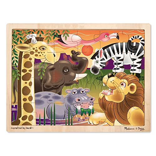 Melissa & Doug- African Plains Juego Puzzle de Madera con 24 Piezas, Multicolor (2937)