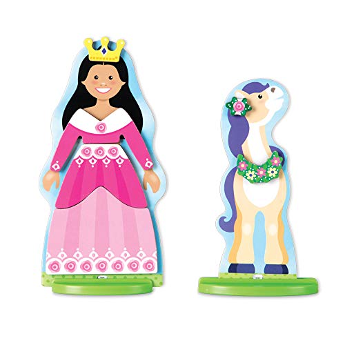 Melissa & Doug - Juego de imitación, de muñecos de madera para vestir con piezas magnéticas - Princesa y caballo (35 piezas)