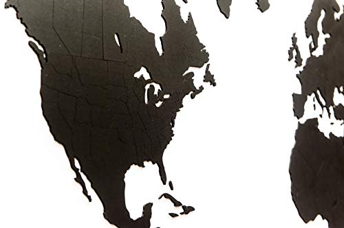 MiMi Innovations - Decoración de Pared de Mapa del Mundo de Madera 180 x 108 cm - Negro