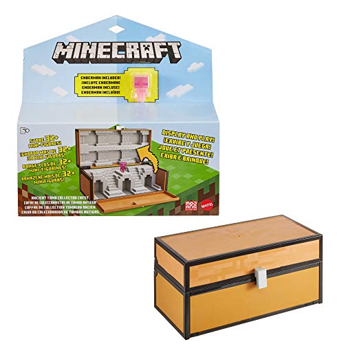 Minecraft Cofre maletín para almacenar figuras de juguete, incluye muñeco de Enderman teletransporte (Mattel GTP32)