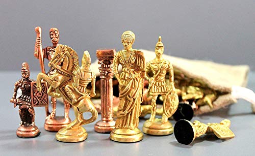 Modfash Chess Juego de mesa plegable de latón de 35,56 cm, figuras romanas de ajedrez, ideal para regalo, decoración del hogar y jugar