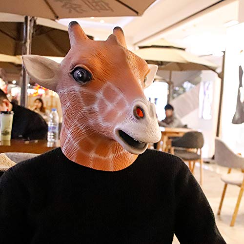 molezu Máscara de Cabeza Jirafa, Fiesta Disfraces de Halloween Máscara Cabeza Animales de látex para Adulto