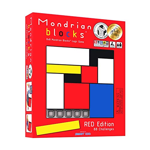 Mondrian Blocks premiado rompezabezas, Juego de Viaje Compacto a Bordo, Edición Roja
