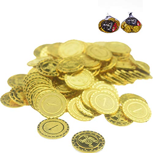 Monedas de oro pirata 100 piezas tesoro pirata monedas de oro decoración regalo de cumpleaños para niños decoración de fiesta pirata Goldtaler juguetes para niños para excavación y búsqueda del tesoro
