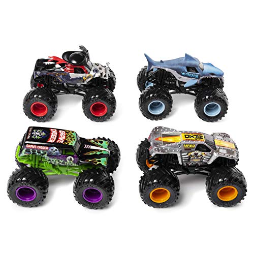 Monster Jam 6053860 - Pack de 4 vehículos (escala 1:64, modelos aleatorios), juguete para niños