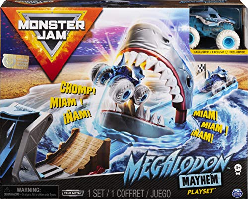 Monster Jam Juego Oficial de Megalodon Mayhem con Exclusivo camión Monstruo de Escala 1:64 Megalodon Fundido a presión
