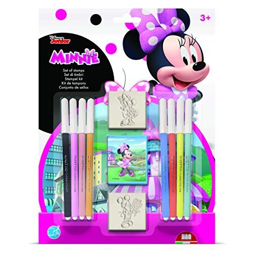 Multiprint Blister 2 Sellos para Niños Disney Minnie, 100% Made in Italy, Sellos Personalizados para Niños, en Madera y Caucho Natural, Tinta Lavable no Tóxica, Idea de Regalo, Art.26866