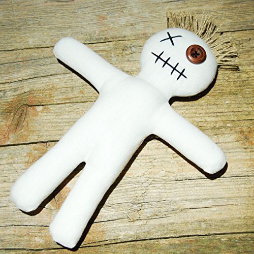 Muñeca de vudú Mojo Doll White con aguja e instrucciones de rituales (idioma español no garantizado).