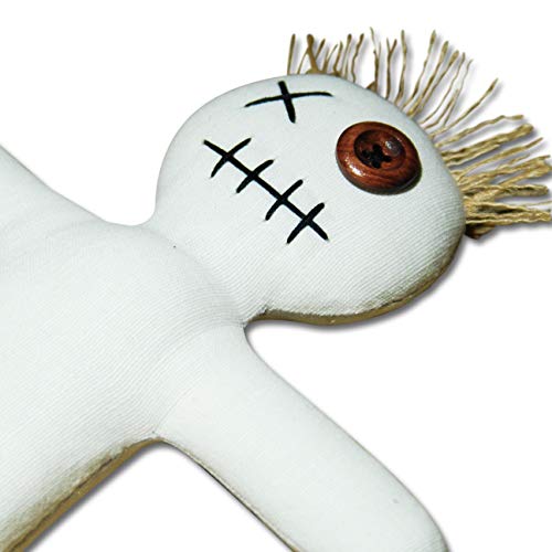 Muñeca de vudú Mojo Doll White con aguja e instrucciones de rituales (idioma español no garantizado).