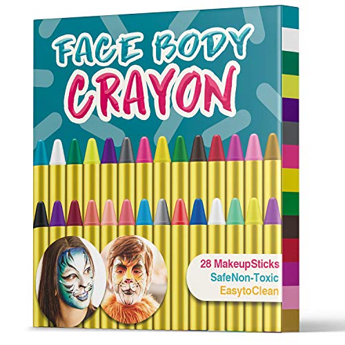 MUSCCCM Pintura Facial Ninos, 28 Colores Pintura Lápices de Colores Body Pintura Corporal Non Tóxica Lápices de Colores para Niños, Niños Pequeños, Navidad, Fiesta de Cumpleaños