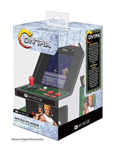 My Arcade Contra Micro Player, totalmente reproducible, permite el enlace CO/VS para la acción CO-OP, 6.75 pulgadas coleccionables, pantalla a todo color, batería o micro USB alimentado (DGUNL-3280)