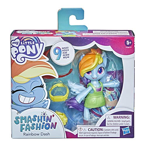 My Little Pony Smashin' Fashion Pack de Mariposas Rainbow Dash – Figura articulada (7,5 cm) con Accesorios de Moda y Sorpresa, 9 Piezas