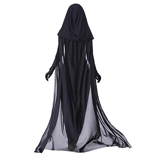 Myir Disfraz de Novia Fantasma de Halloween Mujer, Disfraz de Bruja Vampiro Vestido Adulto Disfraces Carnaval Cosplay (M, Negro)