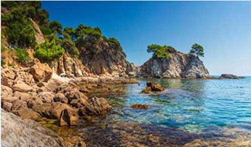 N\A Puzzle 500 Piece Puzzles For Adults Teens - Amazing View On Rocks Stones and Sea Shore In Spanish Mediterranean Sea Bay - Jigsaw Puzzle Difficult and Challenge,Decompression Puzzle