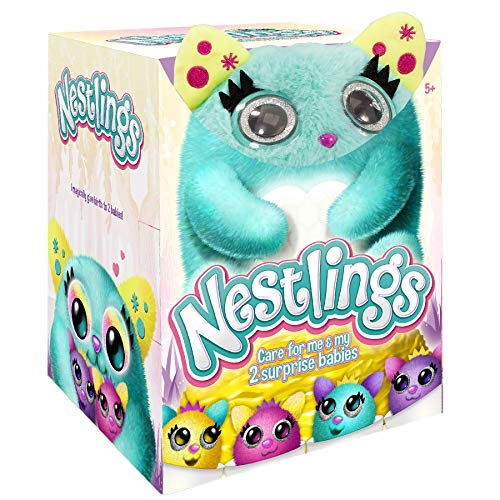 Nestlings Celeste, Mascota interactiva. Cuídala y sus bebés nacerán. Disponible en Rosa y Azul , color/modelo surtido