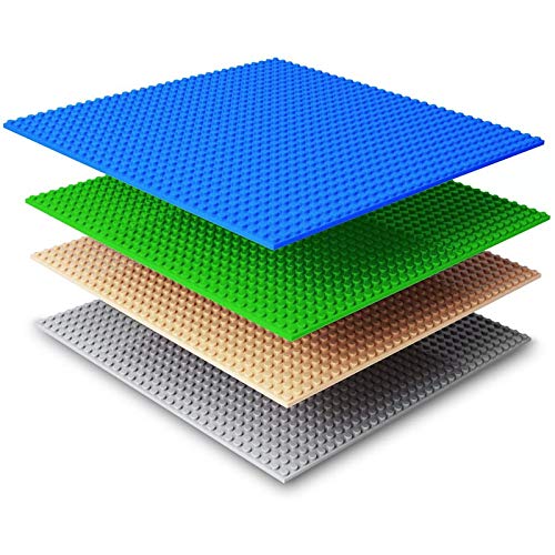 NextX 4 Piezas de Base Plancha para Classic Construir Game plastico Bases Placa 25 x 25 cm (Azul+Verde+Gris+Caqui) …