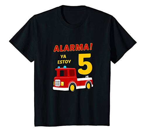 Niños 5º Cumpleaños Bombero Camión de bomberos 5 años de edad Camiseta