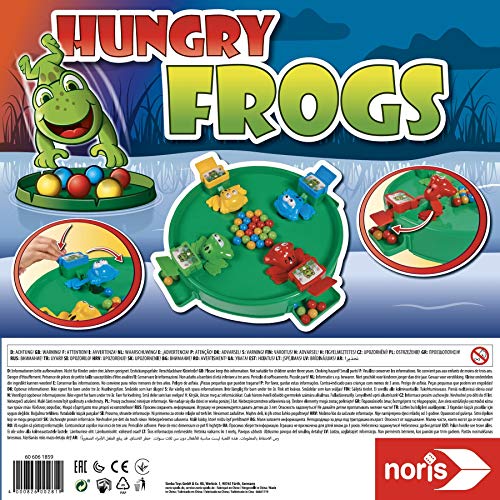 noris 606061859 Hungry Frogs - Juego Divertido de Captura y Snap para Grandes y pequeños, para niños a Partir de 4 años