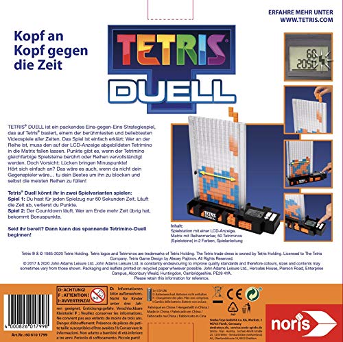 Noris 606101799 – Tetris Duell, el Juego de Estrategia uno-uno para Grandes y pequeños, a Partir de 6 años