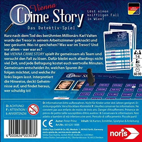 Noris 606201888 Crime Story Vienna Das Detektiv Spiel-Story - Juego de Cartas de Krimi basado en el Juicio sobre Viena (a Partir de 12 años)