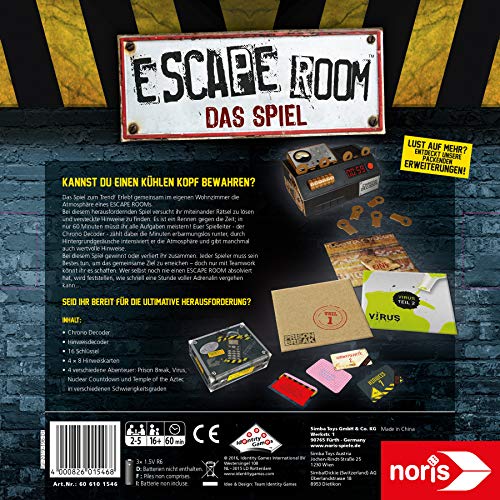Noris Spiele 606101546 – Escape Room Incluye 4 Casos y Chrono incorporados
