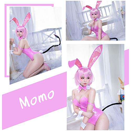 NSPSTT Mono sexy de piel sintética para disfraz de conejita de niña Momo Cosplay de Halloween