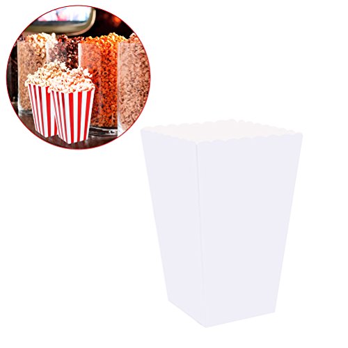 NUOLUX 100pcs Cajas de Palomitas de maíz Blancas Cartones Bolsas de Papel Contenedores de Papel de Comida para el Cine Cajas de postres de Mesa de Cine Favores de Boda