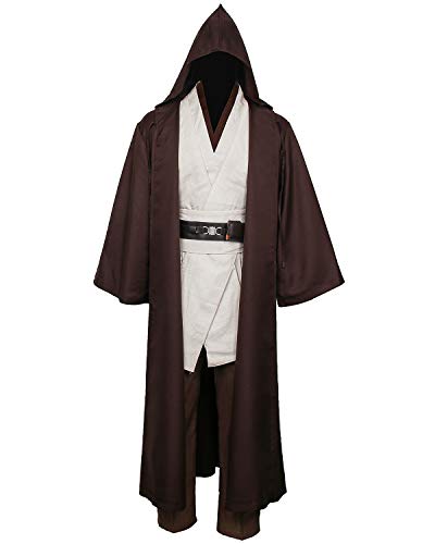 NUWIND Disfraz de Jedi para hombre, túnica medieval con capucha, capa de capa de Halloween, disfraz de cosplay para adultos