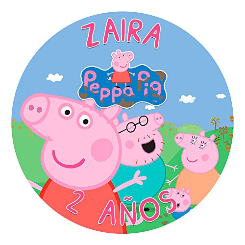 OBLEA de Papel de azúcar Personalizada, 19 cm, diseño de Peppa Pig Familia