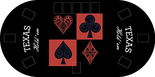 Oedim Tapete Poker Antideslizante Oval Texas Hold´em Negro PVC 120 cm x 60 cm | Tapete Poker Mesa PVC | Tapete vinilico para mesas | Poker Texas Hold´em Negro