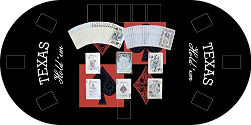 Oedim Tapete Poker Antideslizante Oval Texas Hold´em Negro PVC 120 cm x 60 cm | Tapete Poker Mesa PVC | Tapete vinilico para mesas | Poker Texas Hold´em Negro