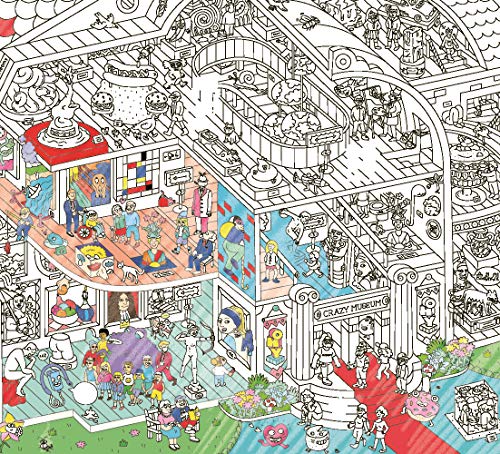 Omy Póster gigante para colorear, Crazy Museum, 40 x 28 pulgadas, diversión creativa y juego para niños, adultos y toda la familia