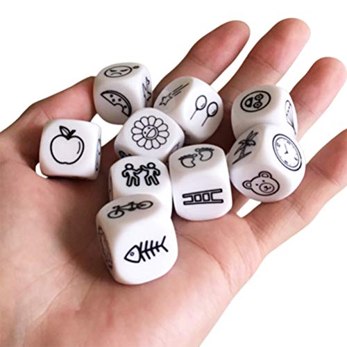 Ooscy Story Dice 9 Cubos Toys, New Telling Story Dice Game Story Metal Box/Bag Instrucciones en inglés Family Twisty Puzzle Brain Teaser Story Cubes Toys Multicolor Cartoon Edition