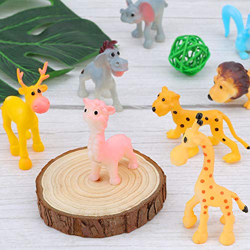 OOTSR 24Pcs Mini plástico Animales de Granja y Animales Salvajes de la Selva Juguetes Figuras para niños Aprendizaje Playset Educativo Favores de Fiesta Bolsas de llenado Regalos para niños y niñas