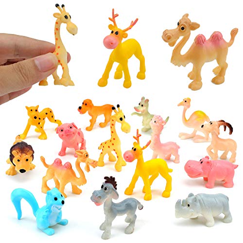 OOTSR 24Pcs Mini plástico Animales de Granja y Animales Salvajes de la Selva Juguetes Figuras para niños Aprendizaje Playset Educativo Favores de Fiesta Bolsas de llenado Regalos para niños y niñas