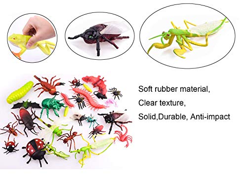 OOTSR Paquete de 15 Figuras de Insectos de plástico Grandes para niños - Los Insectos de Insectos Variados Incluyen Gusanos de araña Falsos para educación Regalo de cumpleaños con Bolsa de algodón