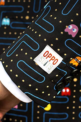 OppoSuits Prom Suits For Men – Pac-Man – Comes with Jacket, Pants and Tie In Funny Designs Traje de Hombre, Black, 27