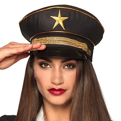 Original Sombrero de capitán Almirante/Negro-Dorado/Gorro de Marinero con Estrella Dorada/Insuperable para Festival y Fiestas temáticas