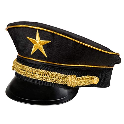 Original Sombrero de capitán Almirante/Negro-Dorado/Gorro de Marinero con Estrella Dorada/Insuperable para Festival y Fiestas temáticas