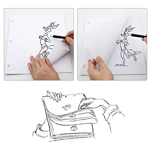 Owfeel Comic Regla de Herramientas de plástico Blanco pies 3 Pin animación Peg Barra de fijación para Perforado animación – Papel para Dibujo, Color Blanco Animation Paper